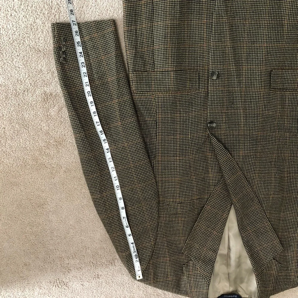Burberrys Vintage Mens Houndstooth Wool Blazer 46 Long